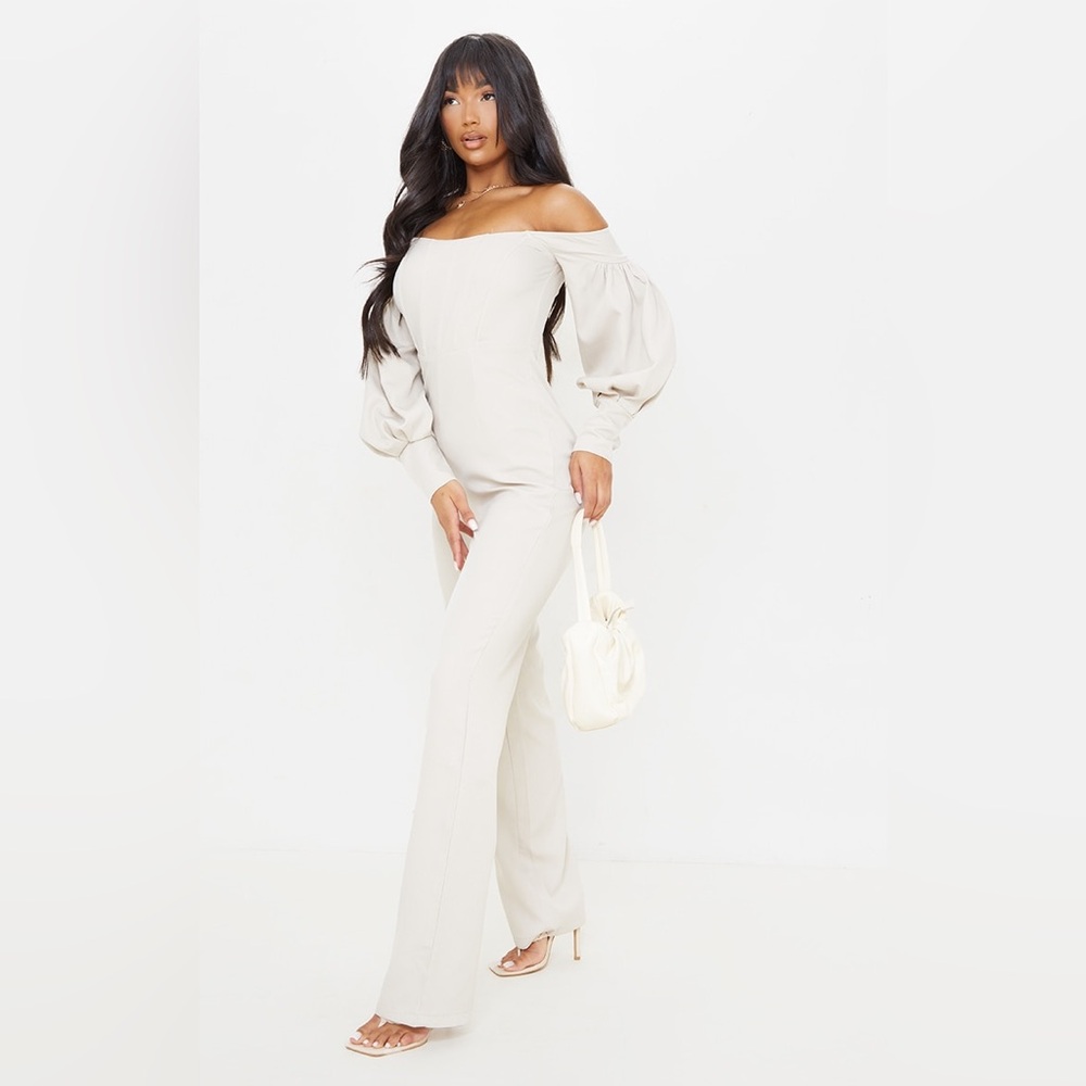 Pretty Little Thing Womens White Bardot Jumpsuit